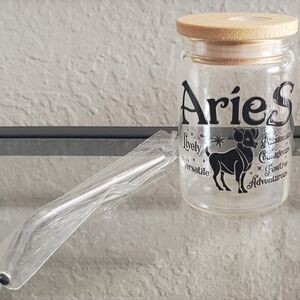 New Aries Zodiac Glass Tumbler